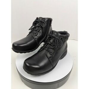 Propét Women's Orthopedic Black Leather Lace Up Zip Ankle Boots Size 7.5 Wide